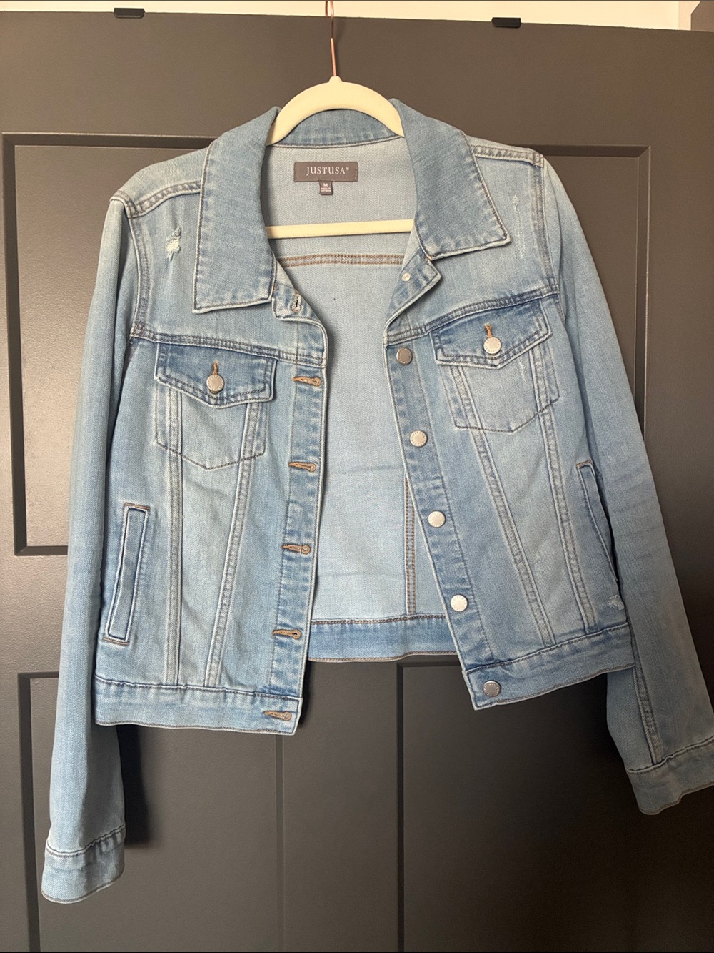 Just USA Light Blue Washed Denim Trucker Jacket